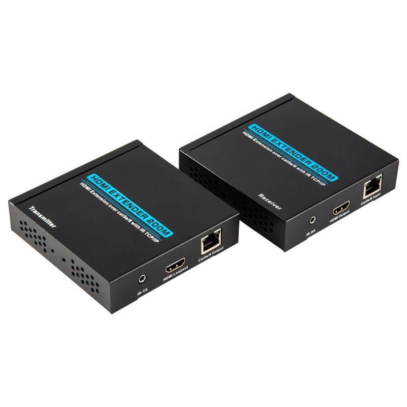 V1.3 HDMI-extender 200 m via enkele cat5e \/ 6-kabel Ondersteuning Full HD 1080P POE