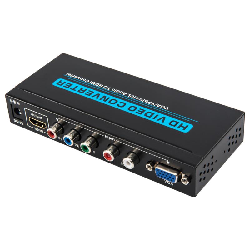 VGA \/ YPbPr + R \/ L Audio naar HDMI Converter 1080P