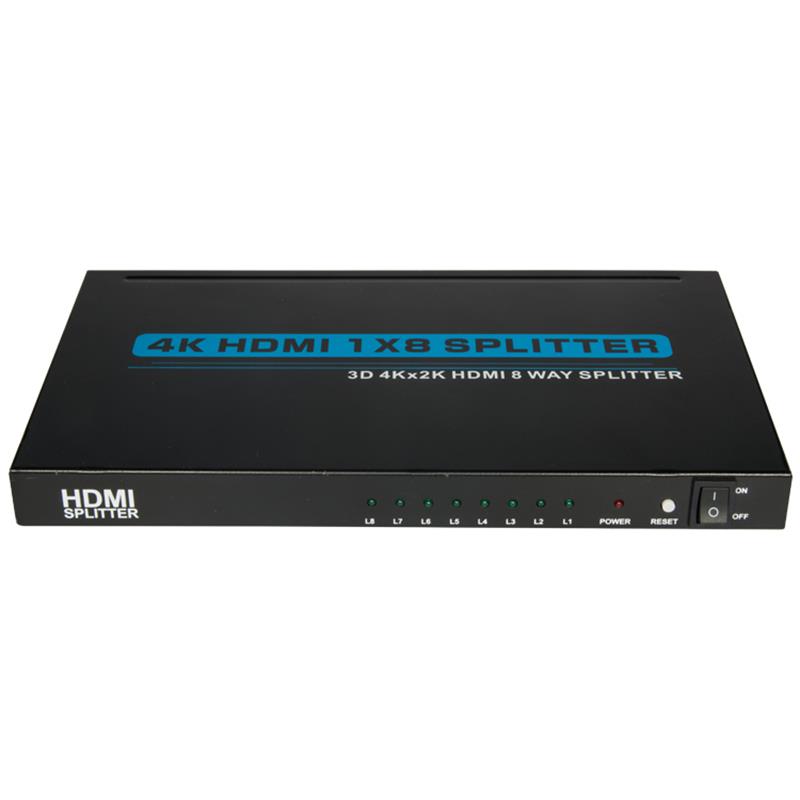 4K 8 poorten HDMI 1x8 splitter Ondersteuning 3D Ultra HD 4Kx2K \/ 30Hz