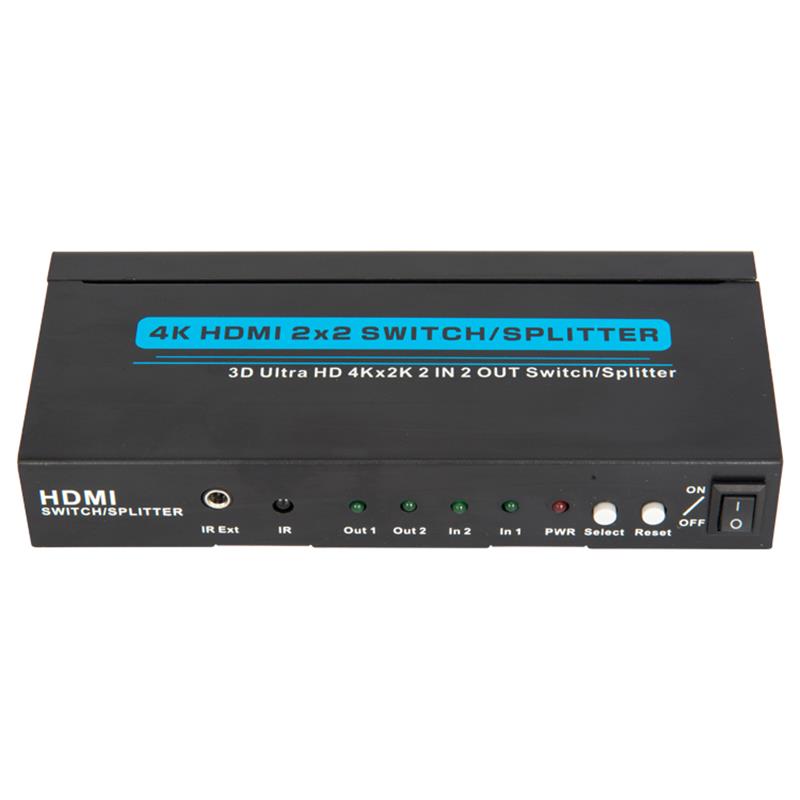 4K \/ 30Hz HDMI 2x2 Switcher \/ Splitter Ondersteuning 3D Ultra HD 4Kx2K \/ 30Hz