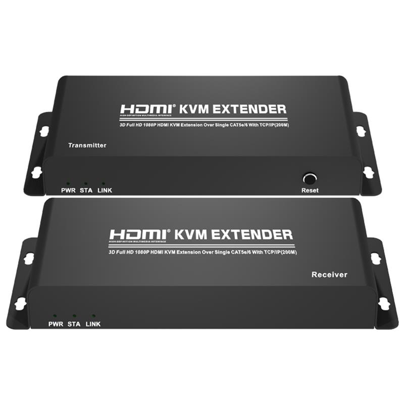 HDMI KVM-extender 200 m boven enkele CAT5e \/ 6 met TCP \/ IP-ondersteuning Full HD 1080P